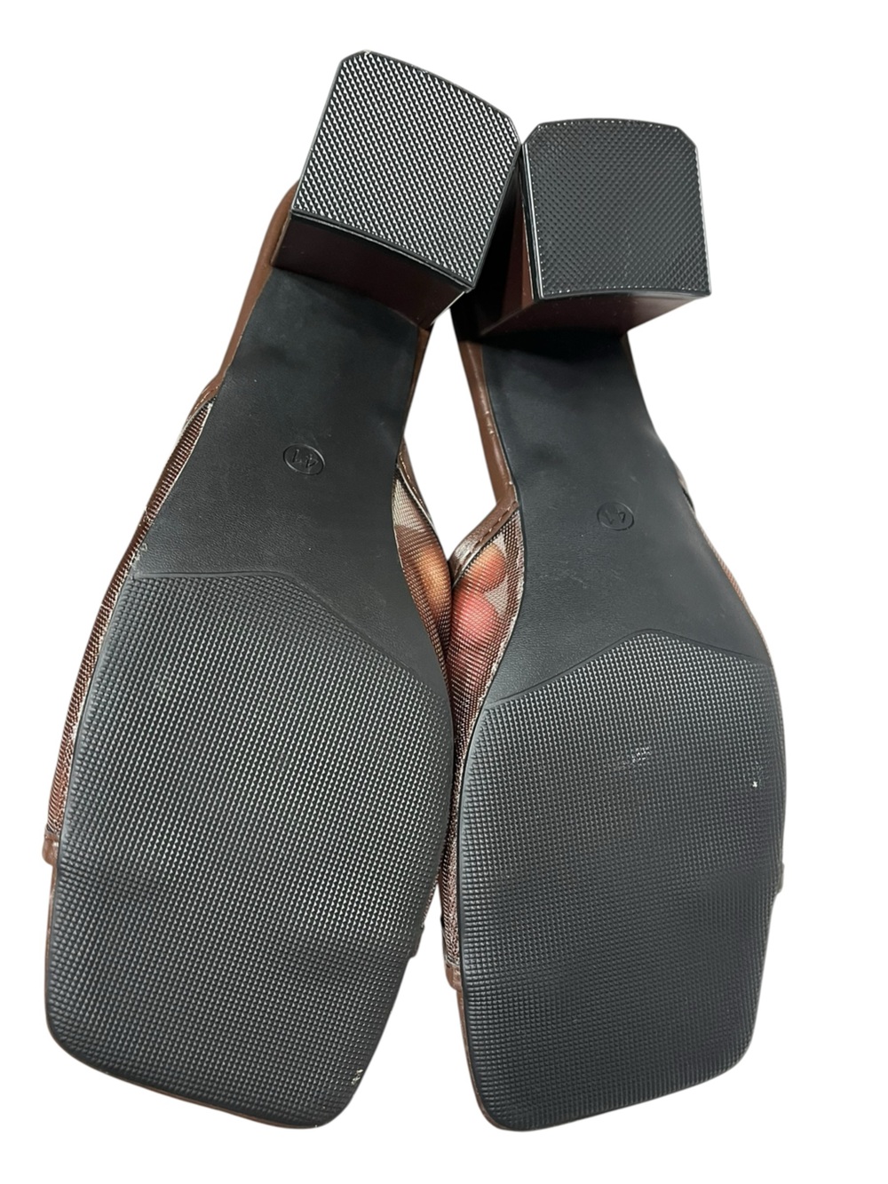 NWOT Brown Mesh Square Toe Mules w/Block Heels - Size 41/Size 10 - Picture 9 of 9